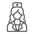 Nurse line icon, medicine and clinical, woman