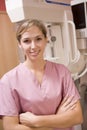 Nurse With Mammogram Machine