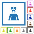 Nurse with mask flat framed icons Royalty Free Stock Photo
