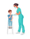 Nurse in mask vaccinating young kid. Vector illustration. Royalty Free Stock Photo