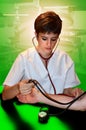Nurse measuring blood-pressure