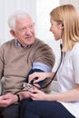 Nurse measuring blood pressure Royalty Free Stock Photo