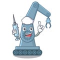 Nurse mechatronic robotic arm in mascot shape