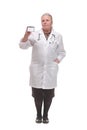 Nurse or medical doctor woman showing business card Royalty Free Stock Photo