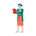 Nurse or medician makes notes in clipboard, cartoon vector illustration isolated.