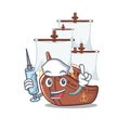 Nurse miniature pirate ship cartoon on table