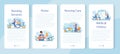 Nurse mobile application banner set. Medical assistant, hospital worker Royalty Free Stock Photo