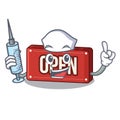 Nurse open sign isolated in the cartoon Royalty Free Stock Photo