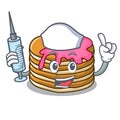 Nurse pancake with strawberry character cartoon