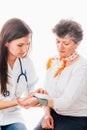 Nurse and patient with tensiometer