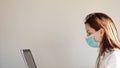 Nurse pc works with mask - coronavirus emergency