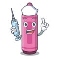 Nurse pink crayons in cartoon school bag Royalty Free Stock Photo