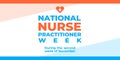 Nurse practitioner week. Vector banner, poster, card for social media with the text National nurse practitioner week. Second week