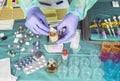 Nurse preparing hospital medication, placing dose medicine in glass monodose, conceptual image Royalty Free Stock Photo