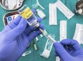 Nurse preparing hospital medication with propofol, conceptual image