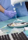 Nurse preparing medication for parenteral nutrition in a hospital Royalty Free Stock Photo