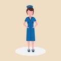 A nurse ready for work in uniform.Middle aged, Senior Female nurse, physical therapist.Vector illustration Royalty Free Stock Photo