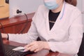 The nurse registers the patient for the coronavirus vaccine. Selective focus