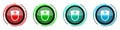 Nurse round glossy vector icons, set of buttons for webdesign, internet and mobile phone applications in four colors options