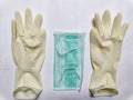 Safety items surgical triple layer face mask and handgloves