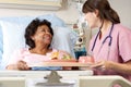 Nurse Serving Senior Female Patient Meal In Hospital Bed Royalty Free Stock Photo