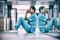 Nurse sitting on floor Royalty Free Stock Photo