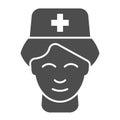 Nurse solid icon. Medical assistant vector illustration isolated on white. Doctor glyph style design, designed for web