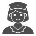 Nurse solid icon, Medical tests concept, Female Physician sign on white background, Woman Doctor icon in glyph style for