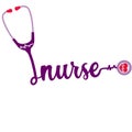 Nurse stethoscope icon with heart on tip. Health and medicine symbol, illustration