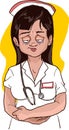Nurse suffer from sleep deprivation because working overtime, vector illustration