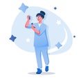 Nurse with syringe flat character concept for web design.