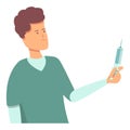 Nurse syringe icon cartoon vector. Clinic health
