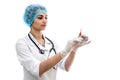 Nurse with syringe isolated on white background Royalty Free Stock Photo