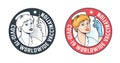 Nurse with syringe - retro vaccination logo Royalty Free Stock Photo