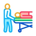 Nurse takes patient on gurney icon vector outline illustration