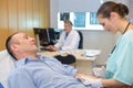 Nurse taking care patient before mri Royalty Free Stock Photo