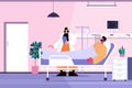 nurse taking care of sick man patient lying in hospital bed care service concept clinic ward interior Royalty Free Stock Photo