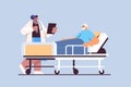 nurse taking care of sick senior man patient lying in hospital bed care service concept Royalty Free Stock Photo