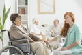 Nurse talking to lady