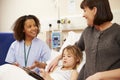 Nurse Talking To Mother And Daughter In Hospital Bed Royalty Free Stock Photo