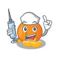 Nurse tangerine is stored in cartoon refrigerator