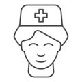 Nurse thin line icon. Medical assistant vector illustration isolated on white. Doctor outline style design, designed for