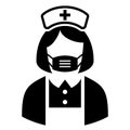 Nurse wearing medical mask vector icon