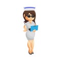Nurse Woman hospital character clothes healthcare mascot Hold Laptop