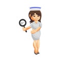 Nurse Woman hospital character clothes healthcare mascot Hold Magnifying