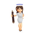 Nurse Woman hospital character clothes healthcare mascot Hold Pencil