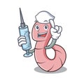 Nurse worm character cartoon style Royalty Free Stock Photo