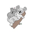 Nursery art with cute koala mom and baby. Vector animals illustration Royalty Free Stock Photo