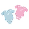 Nursery baby pink and blue body rompers set.