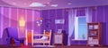 Nursery, baby room with cot bed, chair at night Royalty Free Stock Photo